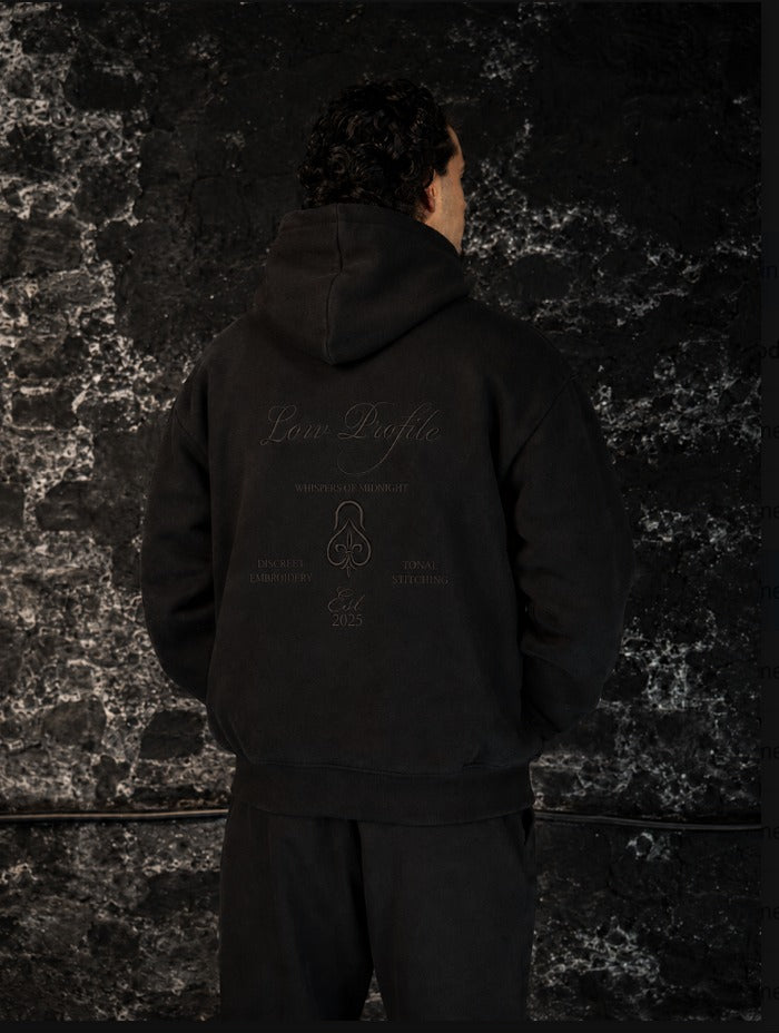 Low Profile Obsidian Black Hoodie