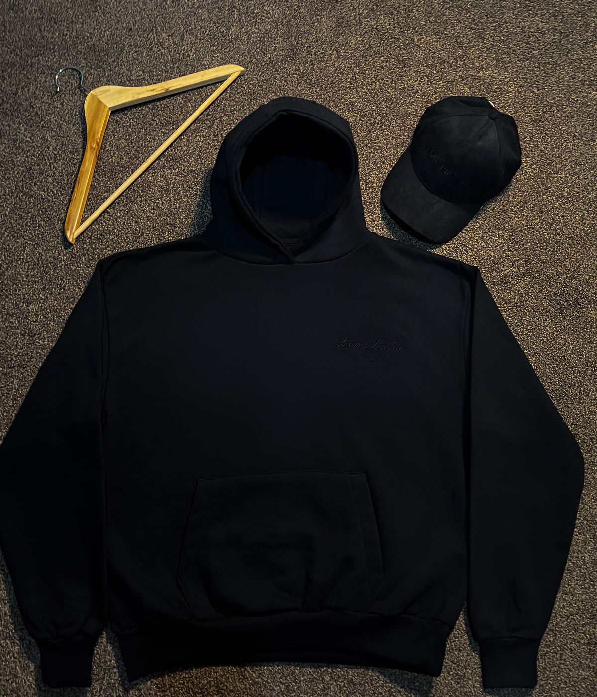 Low Profile Obsidian Black Hoodie